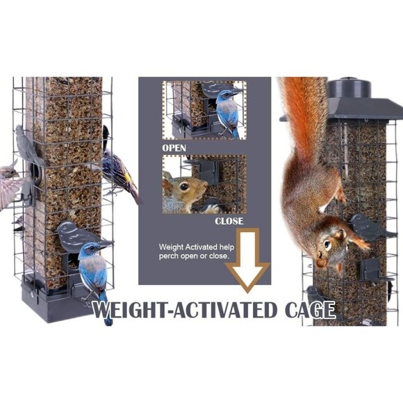 Squirrel Proof Metal Wild Bird Feeder (3LB) 4 Ports for Outside Hanging (Gray) - Picture 7 of 7
